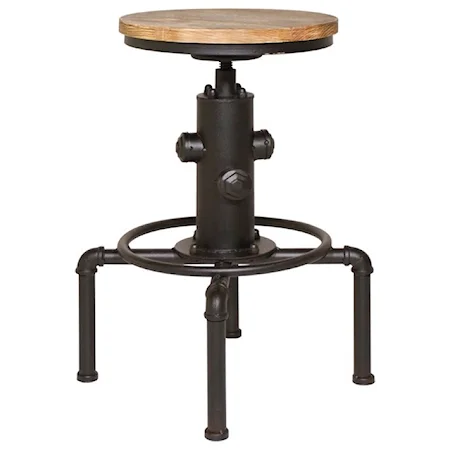 Adjustable Height Bistro Stool with Round Wood Seat